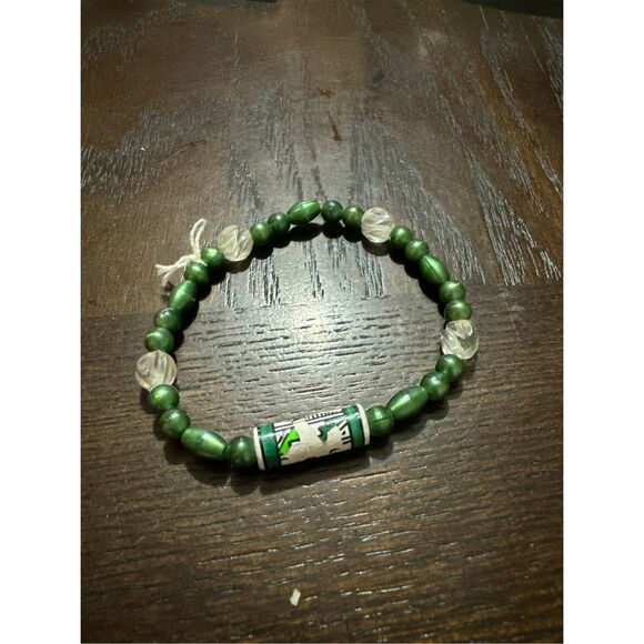 Women's Green Beaded Handmade Native American Art Bracelet Boho Western Navajo - Picture 3 of 5